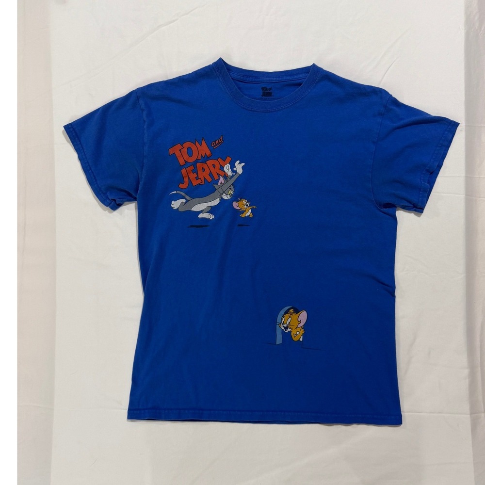 Tom and Jerry Blue Graphic T-Shirt Cartoon Network Adult Medium